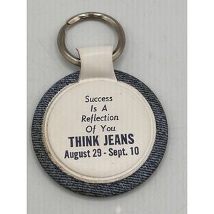 Vintage Think Jeans Denim Mirror Keychain Advertising Keychain
